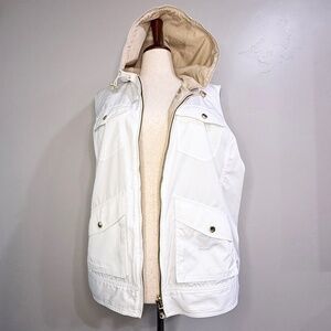 Ralph Lauren Plus Size Reversible Sleeveless Utility Vest White or Beige - 2X